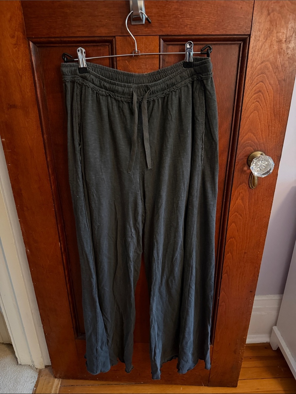 Aerie Gray Wide-Leg Drawstring Pants